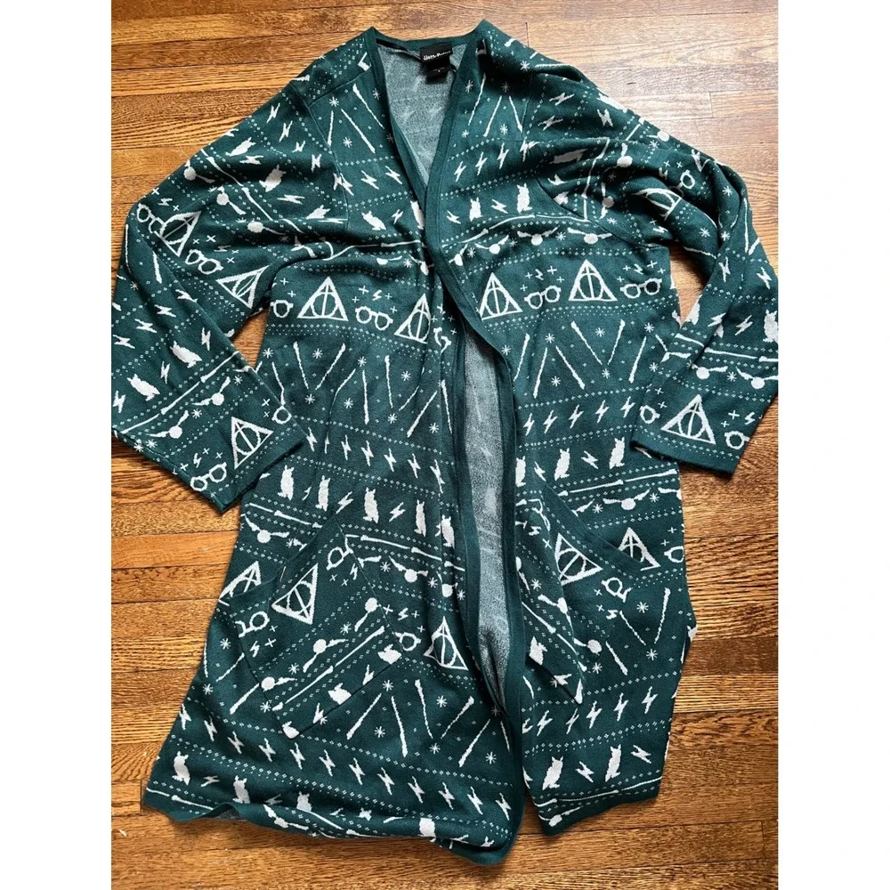 Torrid Harry Potter Green Fair Isle Cardigan Deathly Hallows Plus Size 5 5X